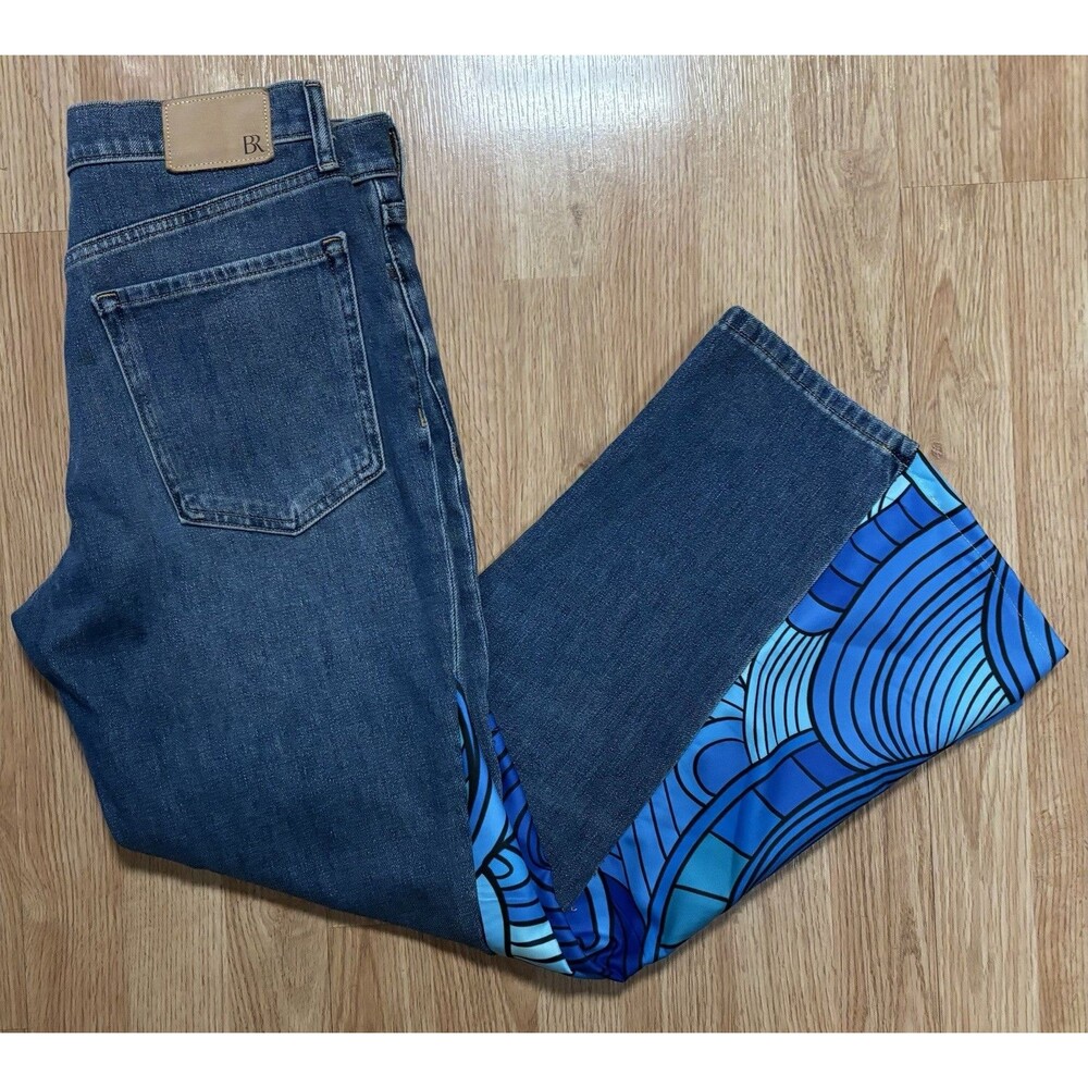 BR Upcycled Denim Jeans Women’s Size 29 Hippie Boho Retro Flared Leg Festival
